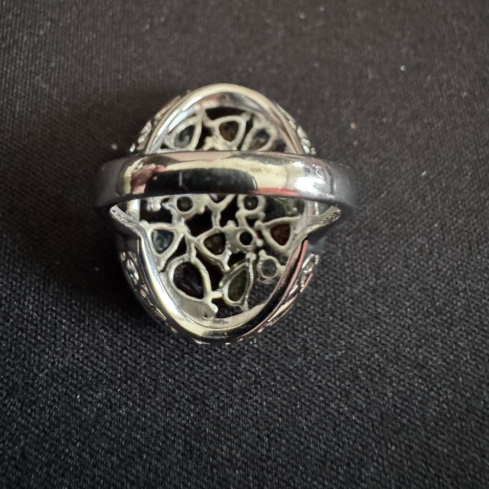 Beautiful Silver 925 Multicolor Gemstones Ring with Crystal Accents - Picture 8 of 8